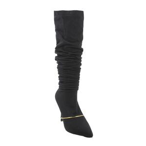 Givenchy Womens Gold-Tone Embellished Over Knee High Boots Shoes Black Sz 6.5